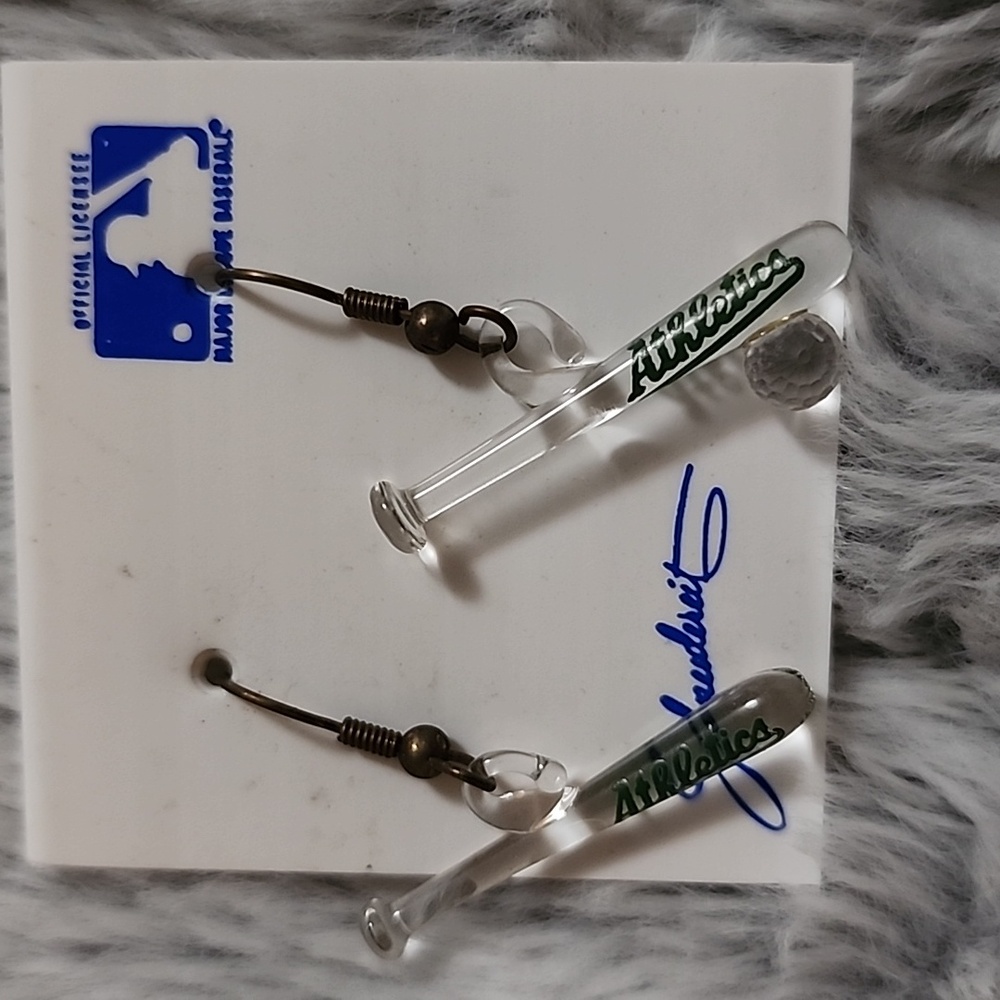 Oakland Athletics Baseball Bat Earrings
